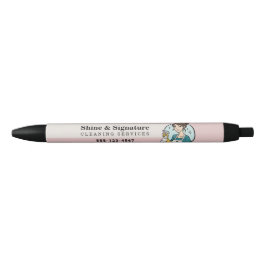 Bolígrafo De Tinta Negra Servicios de limpieza de criadas modernas rosadas