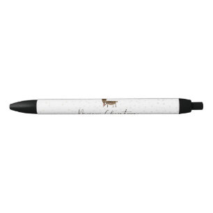 Bolígrafo De Tinta Negra Silueta de reno de arte lineal de SlipperyJoe mini