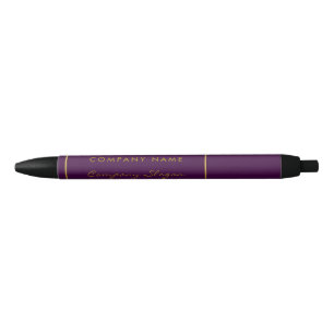 Bolígrafo De Tinta Negra Simple Purple & Relieve metalizado dorado Effect, 