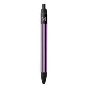 Bolígrafo De Tinta Negra Simple Purple Stried Inicial