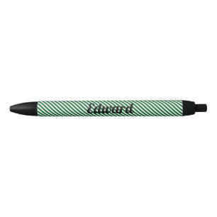 Bolígrafo De Tinta Negra Simple Raya Verde Nombre Personalizado