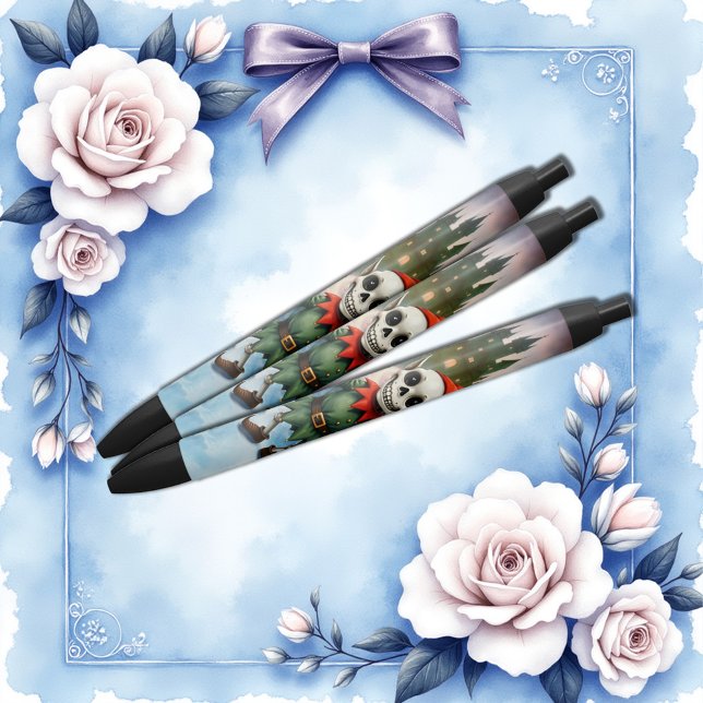 Bolígrafo De Tinta Negra Skeleton Christmas Elf – Creepy Cute Dark Holiday  (Subido por el creador)