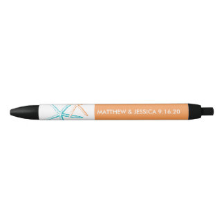 Bolígrafo De Tinta Negra Skinny Starfish | Azul y Naranja del Caribe