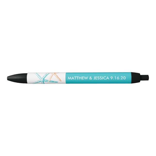 Bolígrafo De Tinta Negra Skinny Starfish | Azul y Naranja del Caribe (Anverso)