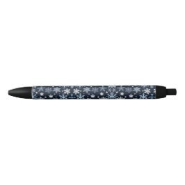 Bolígrafo De Tinta Negra Snowflakes Winter Design Blue Cold Cute