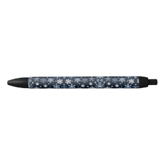 Bolígrafo De Tinta Negra Snowflakes Winter Design Blue Cold Cute