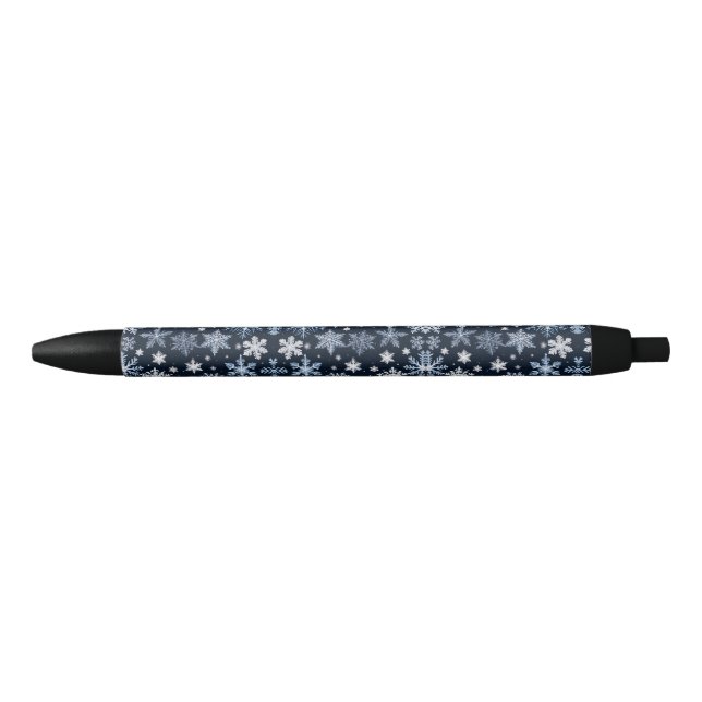 Bolígrafo De Tinta Negra Snowflakes Winter Design Blue Cold Cute (Anverso)