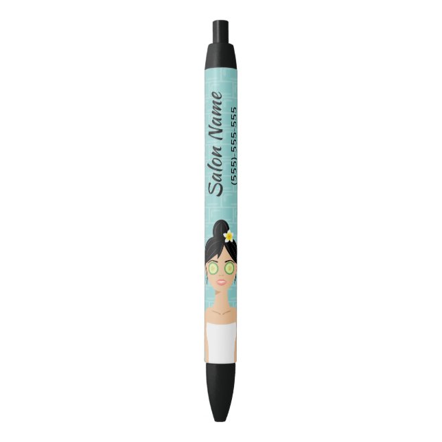 Bolígrafo De Tinta Negra Spa Mujer Ilustracion Personalizado Spa Negocios (Frente vertical)