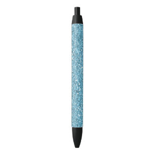 Bolígrafo De Tinta Negra Sparkling Aqua Faux Purpurina