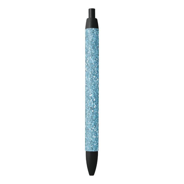 Bolígrafo De Tinta Negra Sparkling Aqua Faux Purpurina (Frente vertical)