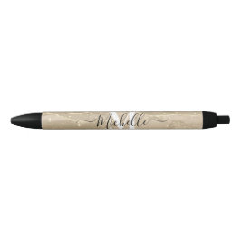 Bolígrafo De Tinta Negra Sparkling Sand Monogram Custom Autograph Pen