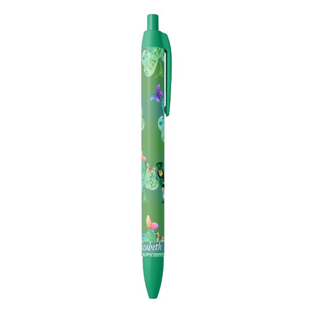 Bolígrafo De Tinta Negra St. Patrick's Leprechaun Shamrock Pen (Parte inferior (Vertical))