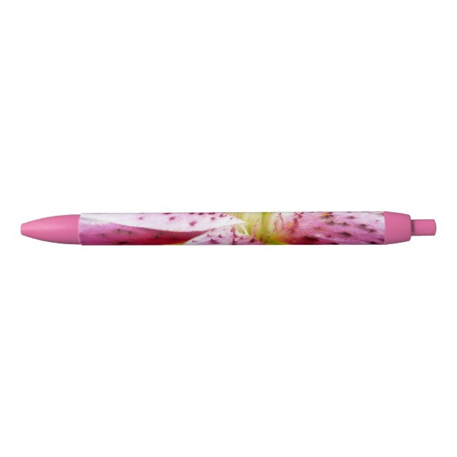 Bolígrafo De Tinta Negra Stargazer Lily Bright Magenta Floral (Anverso)