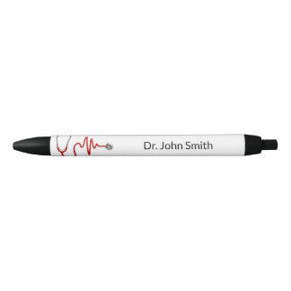 Bolígrafo De Tinta Negra Stethoscope ECG Wave Médico EKG Línea de latido ca