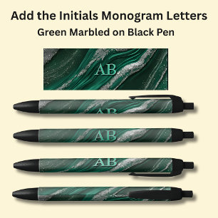 Bolígrafo De Tinta Negra Su Monograma Verde Inicialmente Marcado