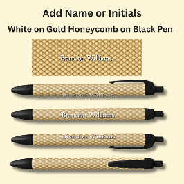 Bolígrafo De Tinta Negra Su nombre o sus iniciales en Gold Honeycomb