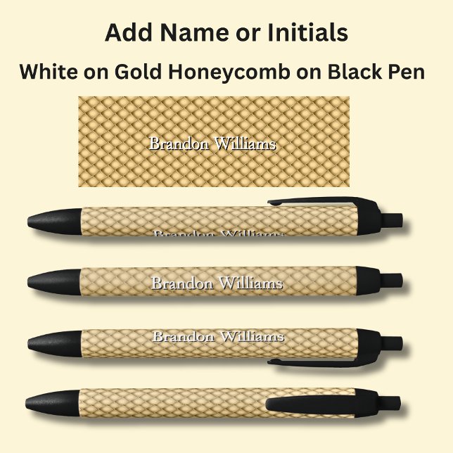 Bolígrafo De Tinta Negra Su nombre o sus iniciales en Gold Honeycomb (Subido por el creador)