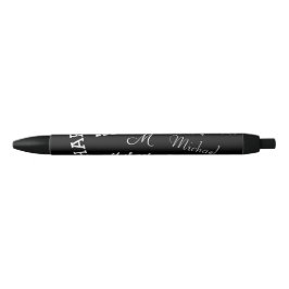 Bolígrafo De Tinta Negra Su nombre y patrón personalizado monograma negro