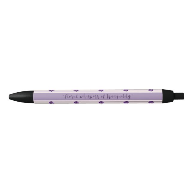 Bolígrafo De Tinta Negra Susurros florales de tranquilidad - Flores y rayas (Anverso)