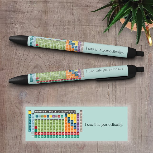 Bolígrafo De Tinta Negra Tabla periódica de elementos (Periodic Table of Elements on a writing pen)