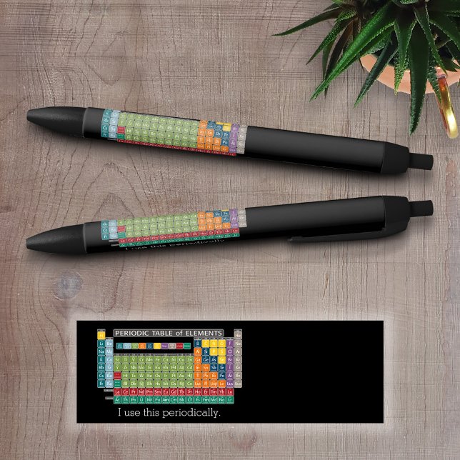 Bolígrafo De Tinta Negra Tabla periódica de elementos - Estudiantes (Periodic Table of Elements on a writing pen)