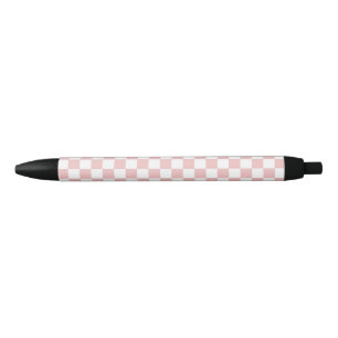 Bolígrafo De Tinta Negra Tablero de ajedrez rosa bebé simple y elegante