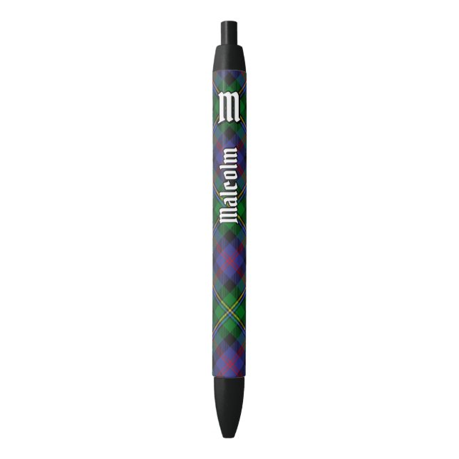 Bolígrafo De Tinta Negra Tartan del Clan Malcolm (Frente vertical)