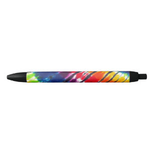 Bolígrafo De Tinta Negra Tejido de arcoiris multicolor
