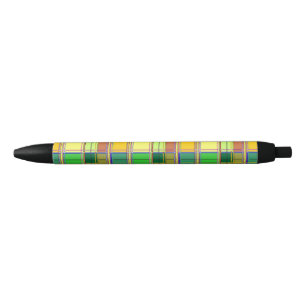 Bolígrafo De Tinta Negra Tela Colorida Caribeña Madras Tartán