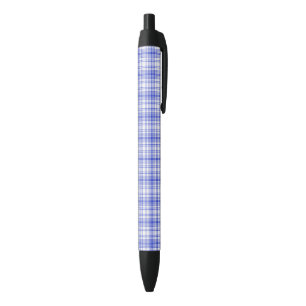 Bolígrafo De Tinta Negra Tela escocesa blanca azul 2
