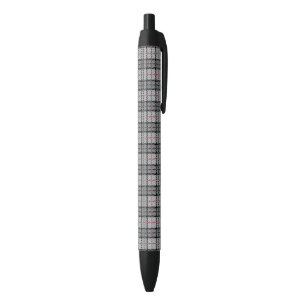 Bolígrafo De Tinta Negra Tela escocesa del pixel en gris con la raya roja