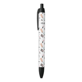 Bolígrafo De Tinta Negra Tema de Maquillaje Lindo con Patrón y Nombre Perso