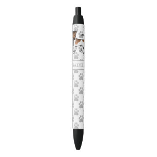 Bolígrafo De Tinta Negra Terrier Fox Liso Blanco y Canela Perro Lindo & Nom