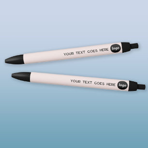 Bolígrafo De Tinta Negra Texto del logotipo Promocion del negocio rosa Rubo