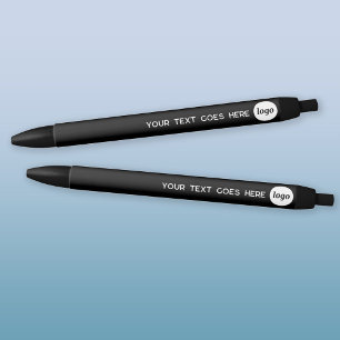 Bolígrafo De Tinta Negra Texto del logotipo Promocional Empresarial