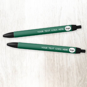 Bolígrafo De Tinta Negra Texto del logotipo Verde Branding Empresarial Prom