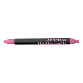 Bolígrafo De Tinta Negra Texto editable retro-moderno | Negro y rosa