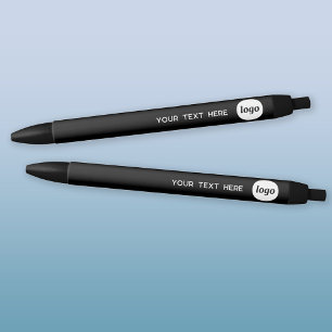 Bolígrafo De Tinta Negra Texto simple de logotipo Promocional Empresarial T