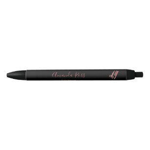 Bolígrafo De Tinta Negra Tijeras de oro rosa y peine negro
