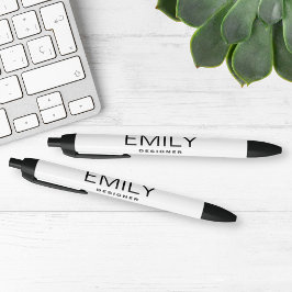 Bolígrafo De Tinta Negra Tipografía negra moderna | Blanco