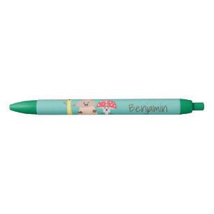 Bolígrafo De Tinta Negra Toadstool de hongos de hongo de kawaii