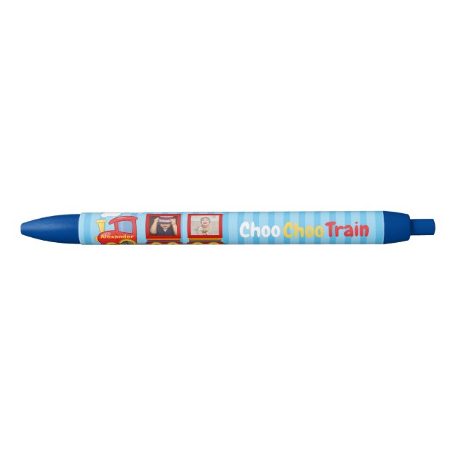 Bolígrafo De Tinta Negra Toy Train Toddler Boy Birthday Blue (Anverso)