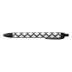 Bolígrafo De Tinta Negra Trébol blanco y negro, Entramado, Quatrefoil