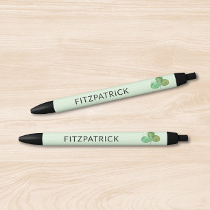 Bolígrafo De Tinta Negra Trébol Verde Personalizado Herencia Irlandesa