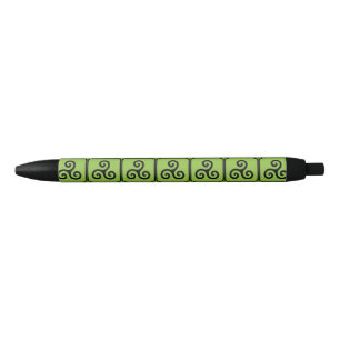 Bolígrafo De Tinta Negra Trisquela celta verde cuadriculada