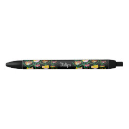 Bolígrafo De Tinta Negra Tulipanes abstractos multicolores