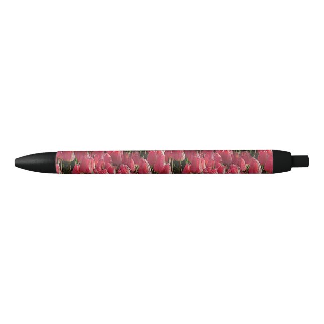 Bolígrafo De Tinta Negra Tulipanes rosados de bonito (Anverso)