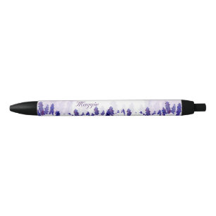 Bolígrafo De Tinta Negra Tulipanes y lavanda, floral