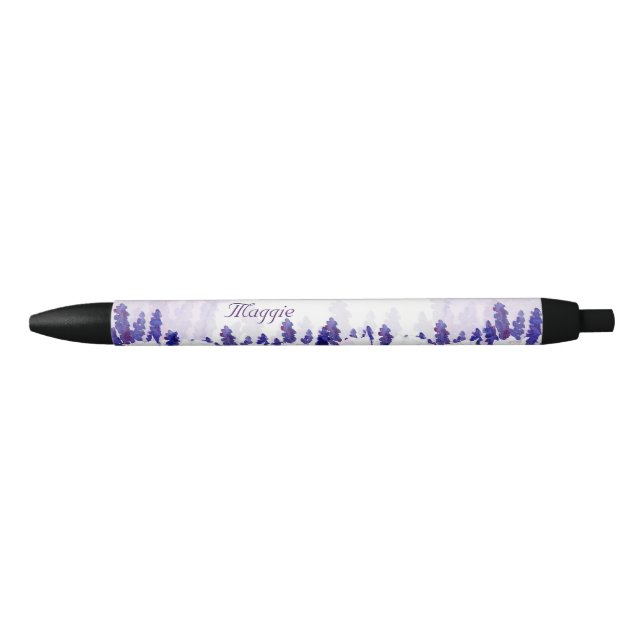 Bolígrafo De Tinta Negra Tulipanes y lavanda, floral (Anverso)