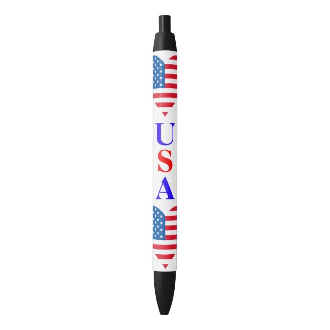 Bolígrafo De Tinta Negra Usa Flag Heart Pen (Frente vertical)